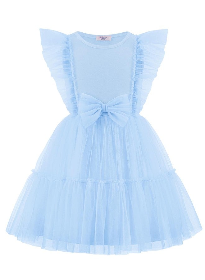 Arshiner Toddler Tulle Dress Girls Tutu Dresses Baby Blue Toddler Dress Size 6 - Image 1