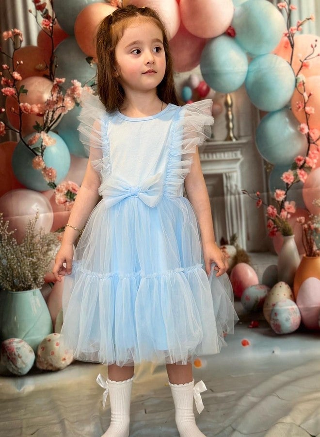 Arshiner Toddler Tulle Dress Girls Tutu Dresses Baby Blue Toddler Dress Size 6 - Image 5