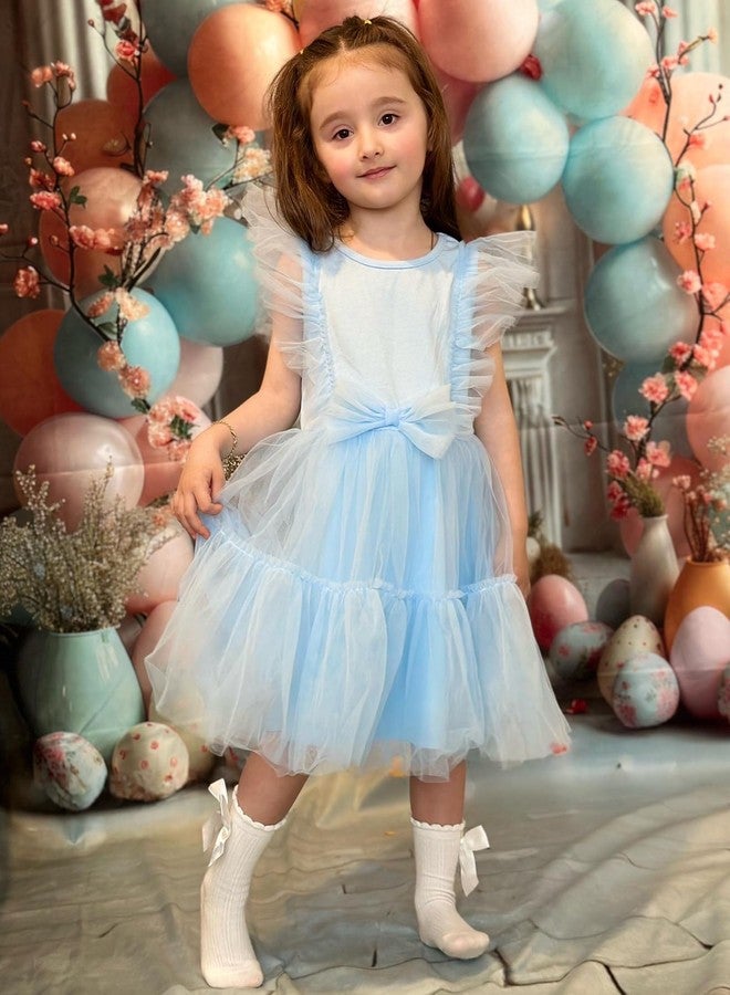 Arshiner Toddler Tulle Dress Girls Tutu Dresses Baby Blue Toddler Dress Size 6 - Image 3