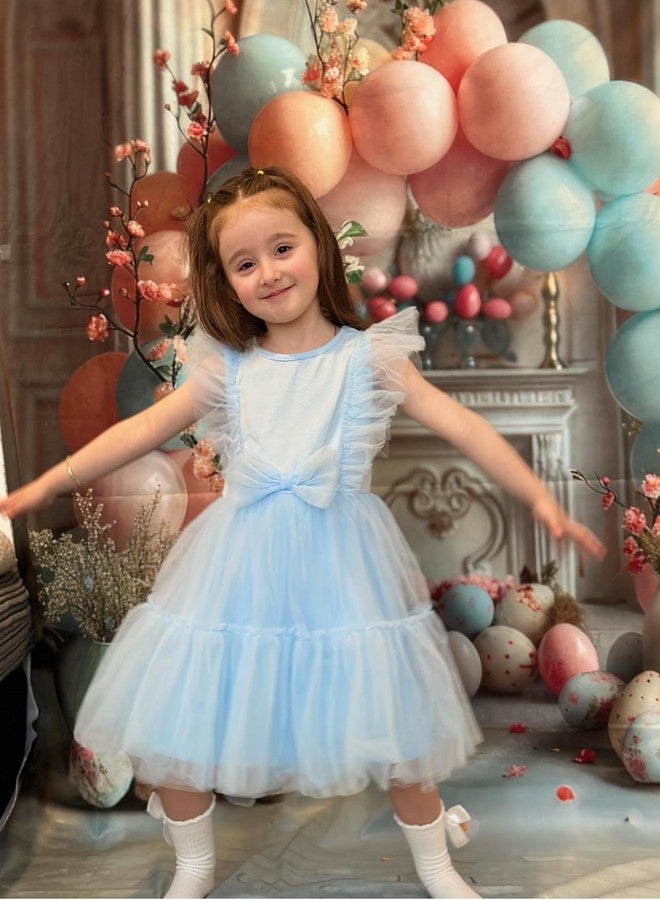 Arshiner Toddler Tulle Dress Girls Tutu Dresses Baby Blue Toddler Dress Size 6 - Image 4