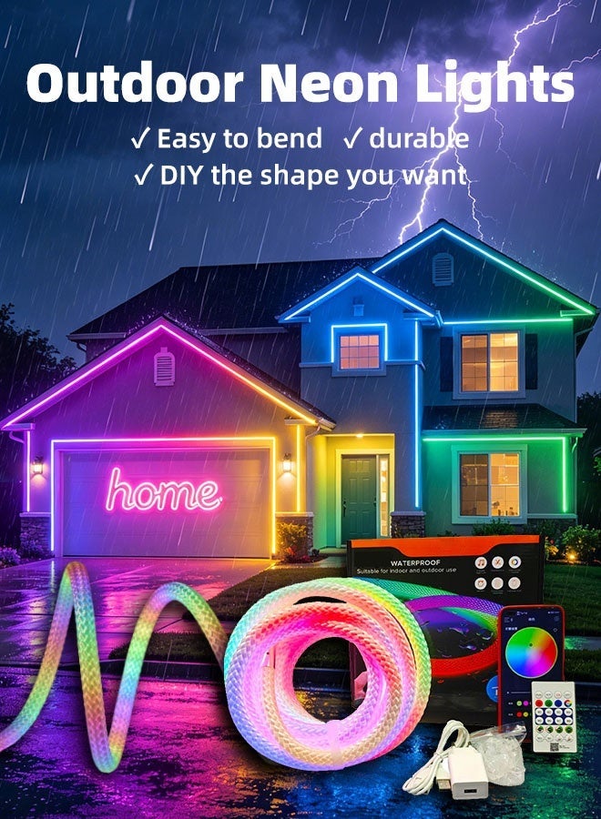 BASILKIT 2M RGB Braided Neon LED Strip Light, 360° Flexible Rope Light, Music Sync, App & Remote Control, DIY Atmosphere Lighting for Bedroom, Gaming Room, Ramadan & Party Decor - Image 2