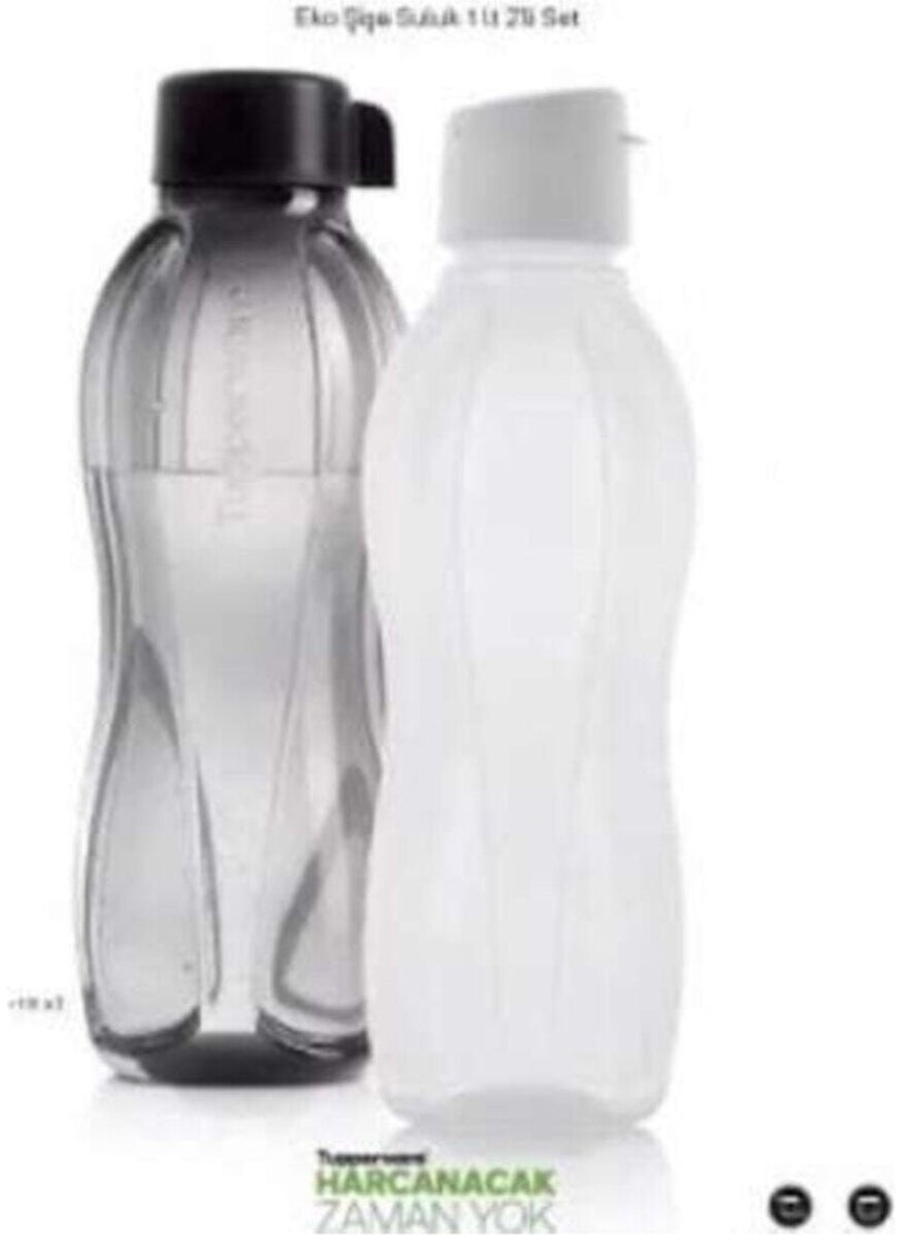 Tupperware Eco Bottle 1 Lt Black White Set of 2  - Image 1