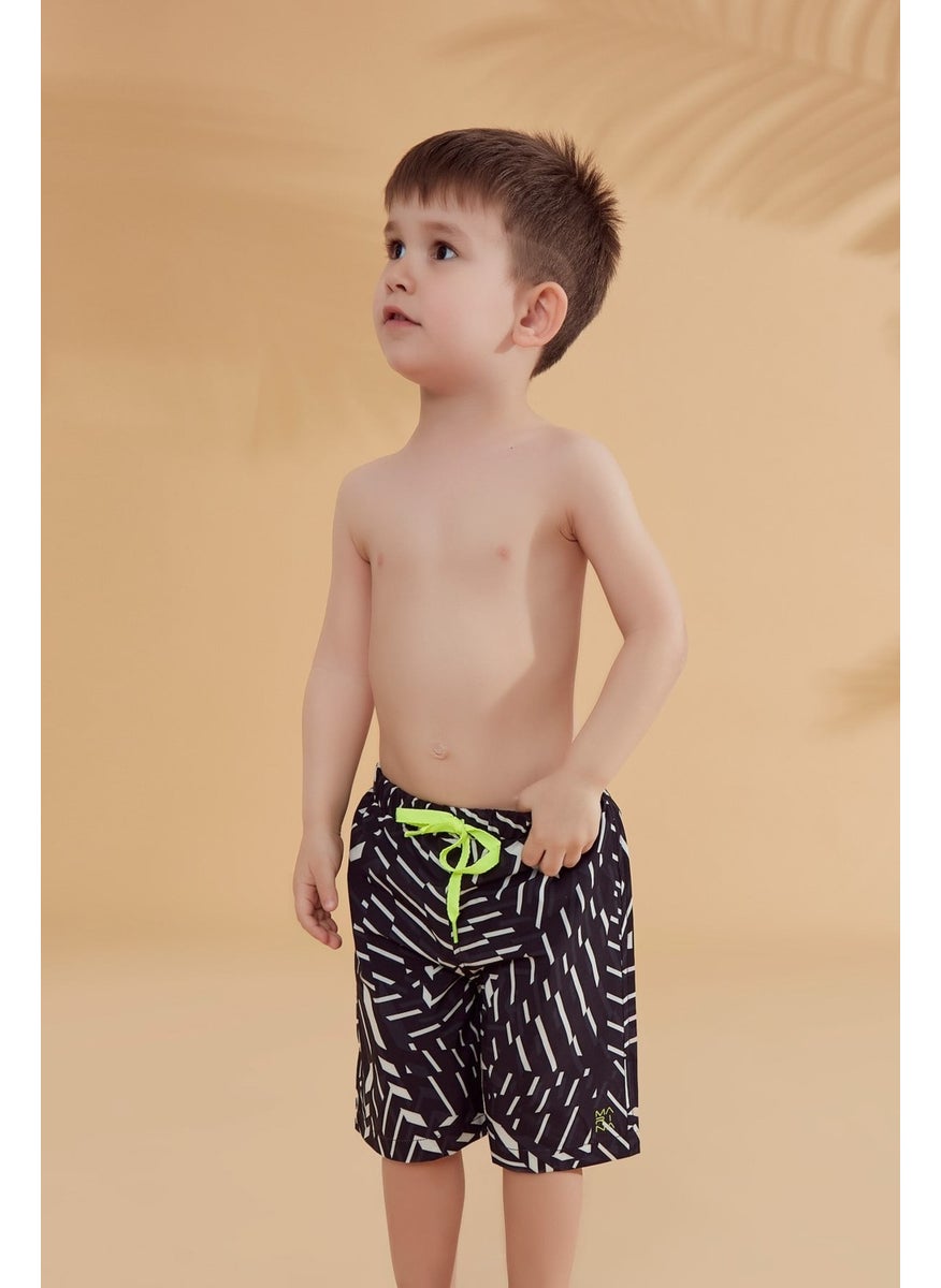 Marina Black Striped Boy Shorts B2363  - Image 1