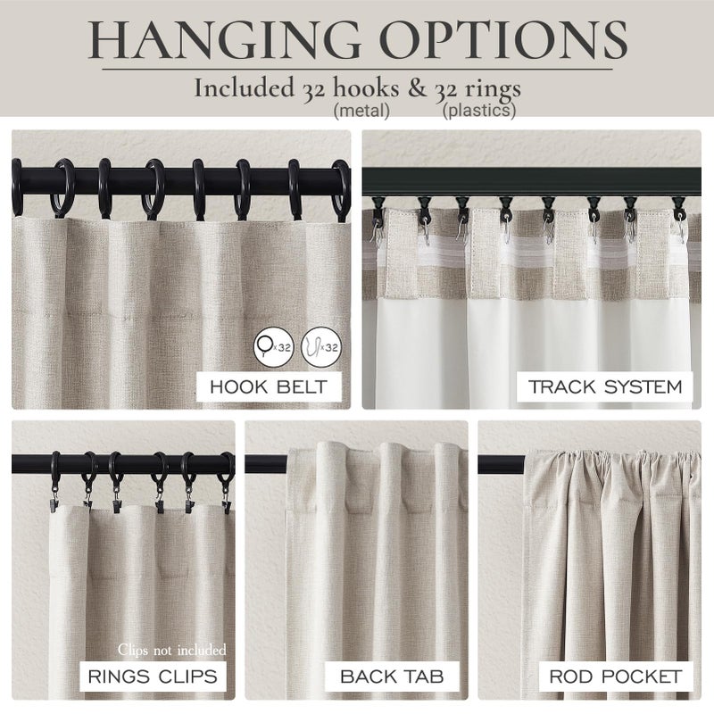 QJmydeco QJmydeco 54 Inch Curtains Sunblock Curtains for Bedroom 2 Panel Sets  Total Blackout Insulated Opaque Curtains for Summer Heat 4-1/2 ft Drapes for 50 Inch Small Window Natural Light Brown (50""Wx54""L)  - Image 4