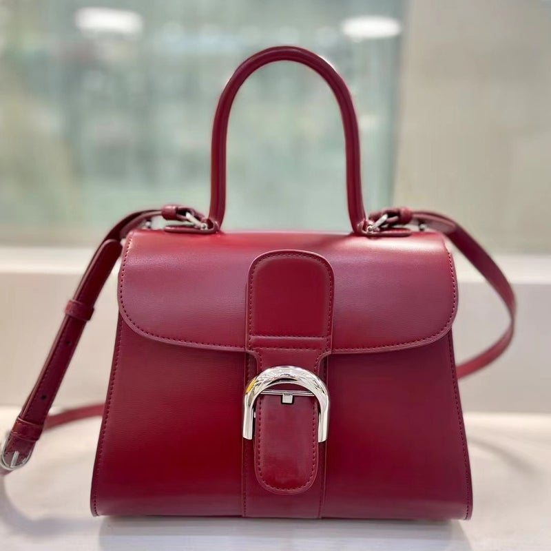 Box Cowhide Handbag 2023 Fashion All-Match Messenger Bag Textured Shoulder Bag Genuine Leather Women'S Bag - Image 1