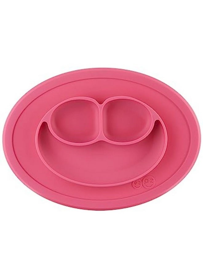 ezpz ezpz Mini Mat - 100% Food Grade Silicone Suction Divided Plate with Built-in Placemat for Infants + Toddlers Promotes Baby Self-Feeding for Highchair, Dining Table - Microwave Safe - 6 Months+ (Pink)  - Image 1