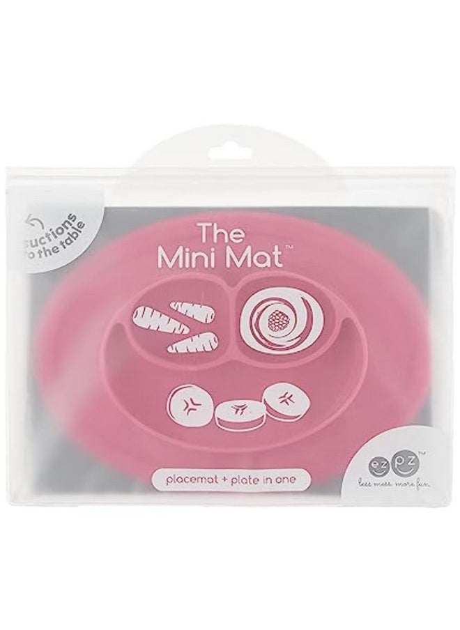 ezpz ezpz Mini Mat - 100% Food Grade Silicone Suction Divided Plate with Built-in Placemat for Infants + Toddlers Promotes Baby Self-Feeding for Highchair, Dining Table - Microwave Safe - 6 Months+ (Pink)  - Image 3