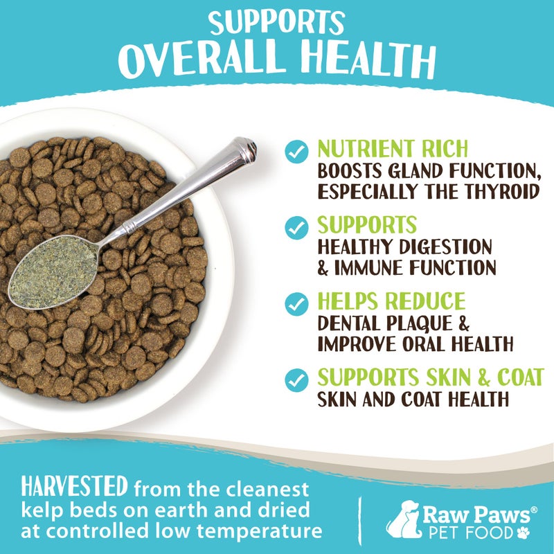 Raw Paws Organic Kelp Powder for Dogs & Cats (8-Ounce) - Supports Thyroid, Digestive & Immune Health - Dried Sea Kelp for Dogs - Seaweed Powder Supplement - Image 4