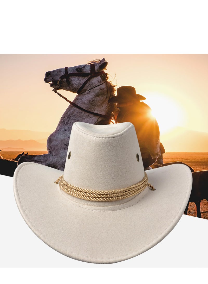 SOLARAE 2 Pack Cowboy Hats Western Hat Plain Hat with Adjustable Drawstring for Wedding Stage Performance Country - Image 2