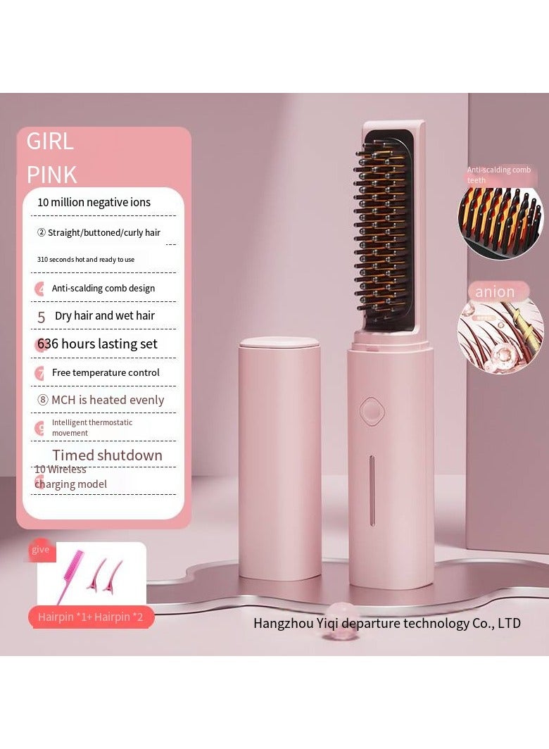 general Mini Ionic Straightening Comb – Travel-Friendly Straightener & Curler for Men/Women, Dual-Use Hair Styling Tool - Image 1