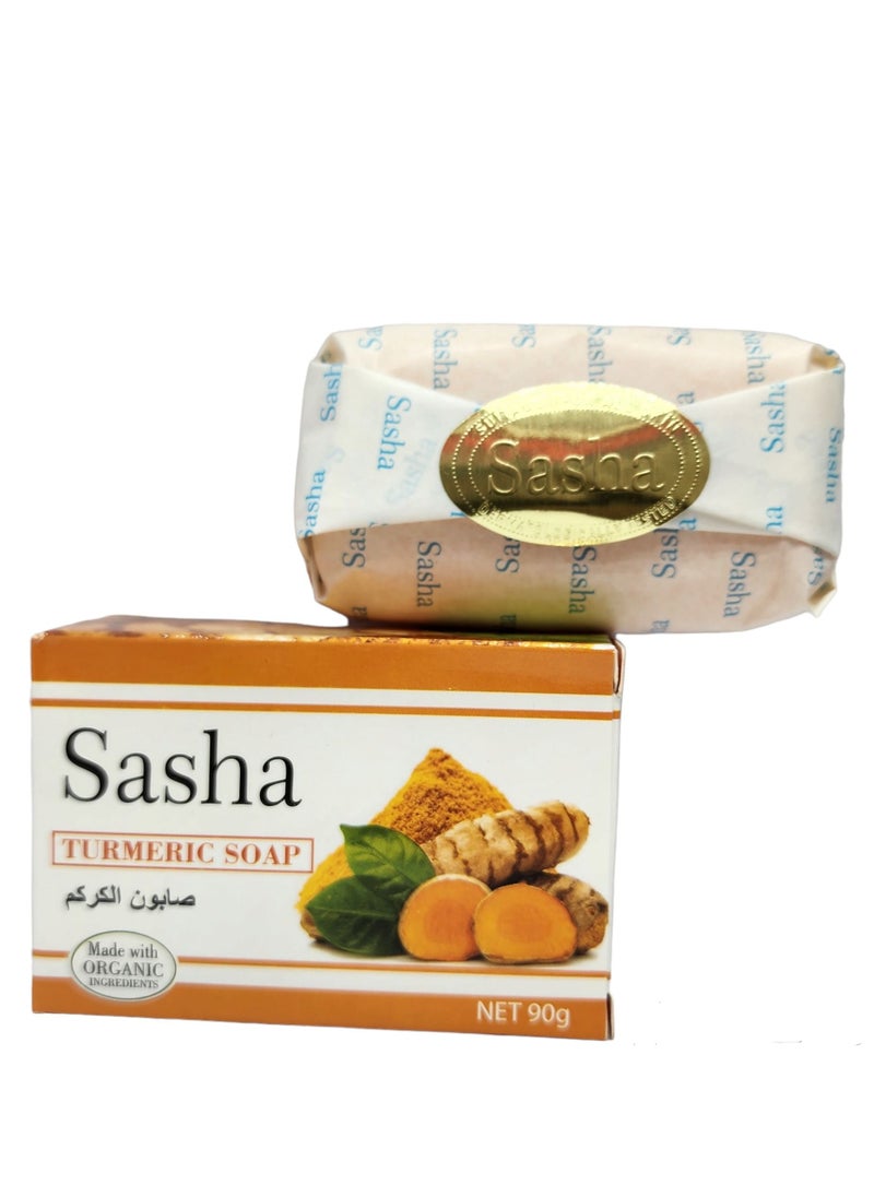 Sasha - Thai Turmeric Soap Which is Rich in Vitamins And Natural Milk Helps to Improve Dry Skin And Adjust Skin Condition Leaving the Skin Completely Clean And Soft 90 Grams - Image 1