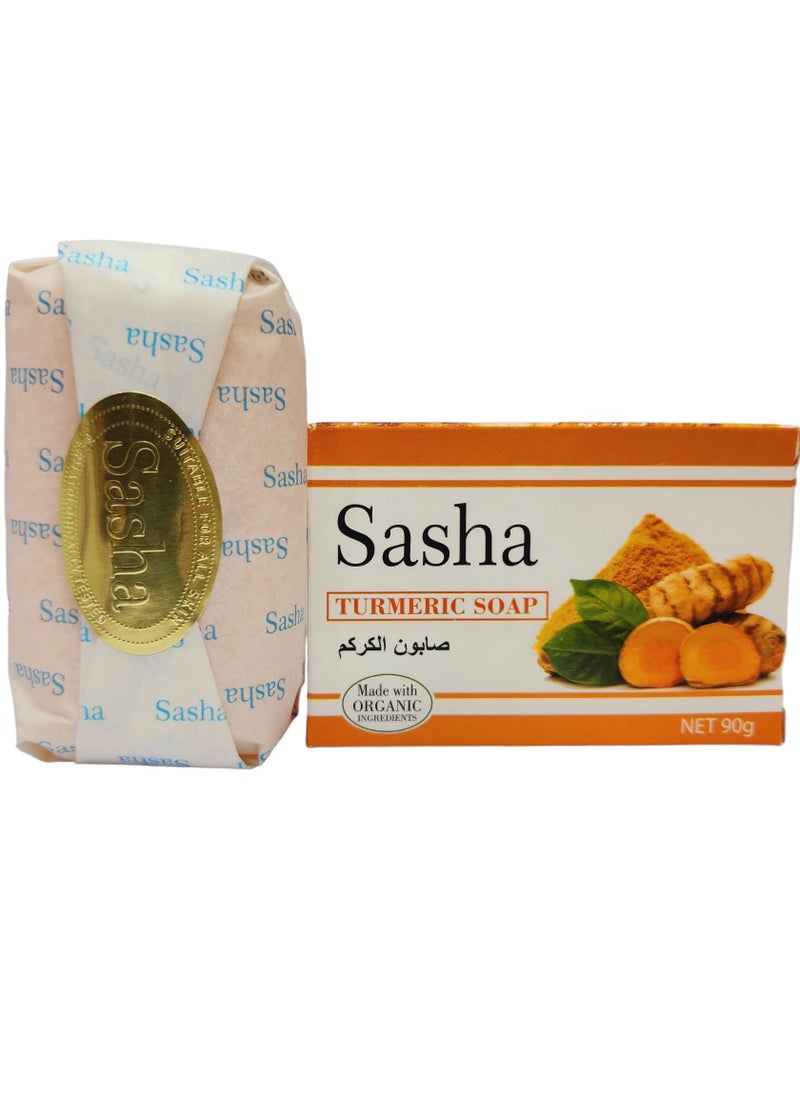 Sasha - Thai Turmeric Soap Which is Rich in Vitamins And Natural Milk Helps to Improve Dry Skin And Adjust Skin Condition Leaving the Skin Completely Clean And Soft 90 Grams - Image 1