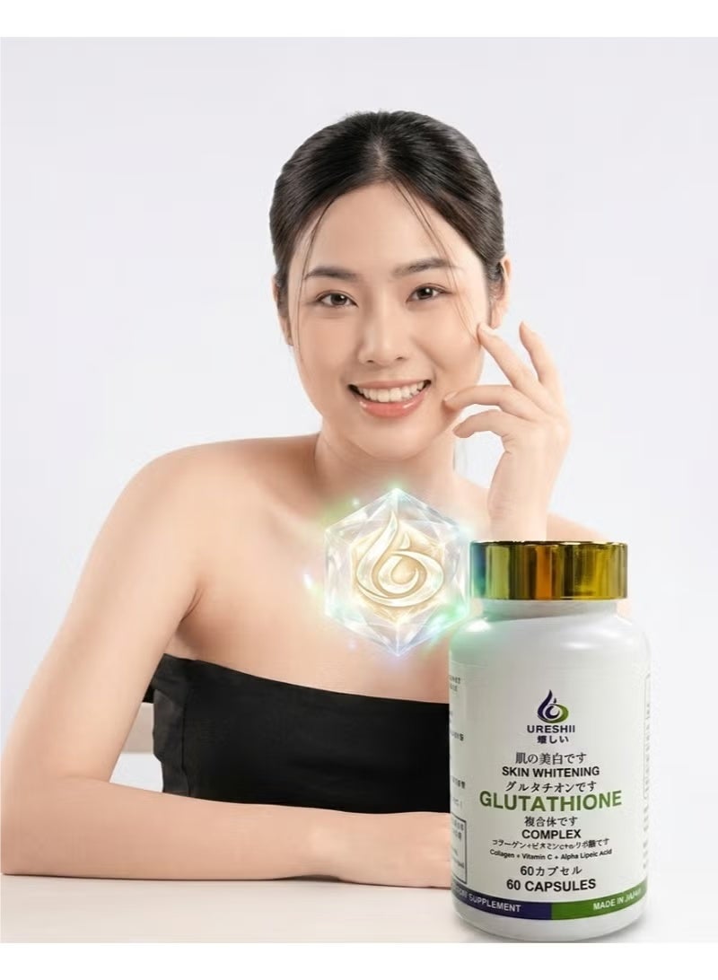 Ureshii Glutathione Complex Capsules with Collagen, Vitamin C & Alpha Lipoic Acid – 60 Capsules - Image 2