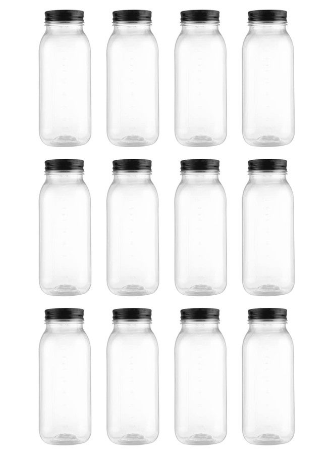novelinks 32 oz Plastic Food Storage Jars with Metal Lids - 12 Pack BPA-Free Clear Airtight Containers for Pantry, Spices, Snacks, Kitchen & Bathroom Organization - Leak-Proof Reusable Jars (Black) - Image 1