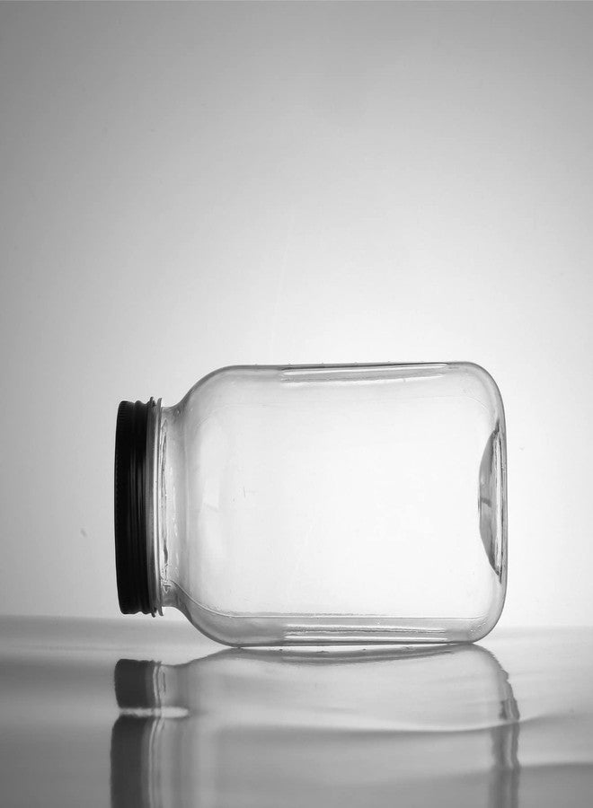 novelinks 32 oz Plastic Food Storage Jars with Metal Lids - 12 Pack BPA-Free Clear Airtight Containers for Pantry, Spices, Snacks, Kitchen & Bathroom Organization - Leak-Proof Reusable Jars (Black) - Image 5