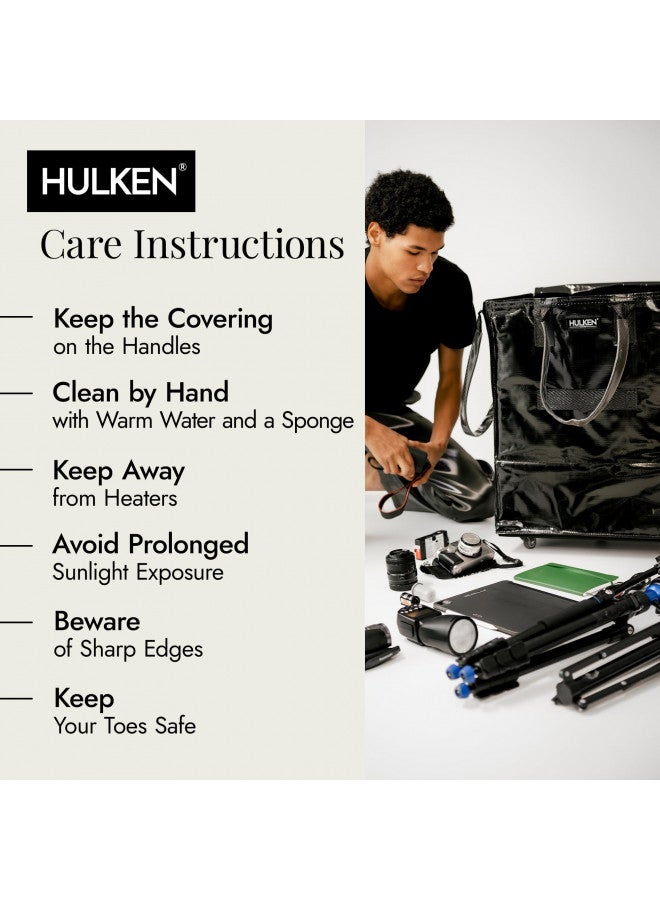 HULKEN HULKEN (Medium, Black) Reusable Grocery Bag On Wheels, Shopping Trolley, Rolling Tote, Zipper Closure, Lightweight, Carries Up to 66 lb, Folds Flat, Unbreakable Handles - Image 4