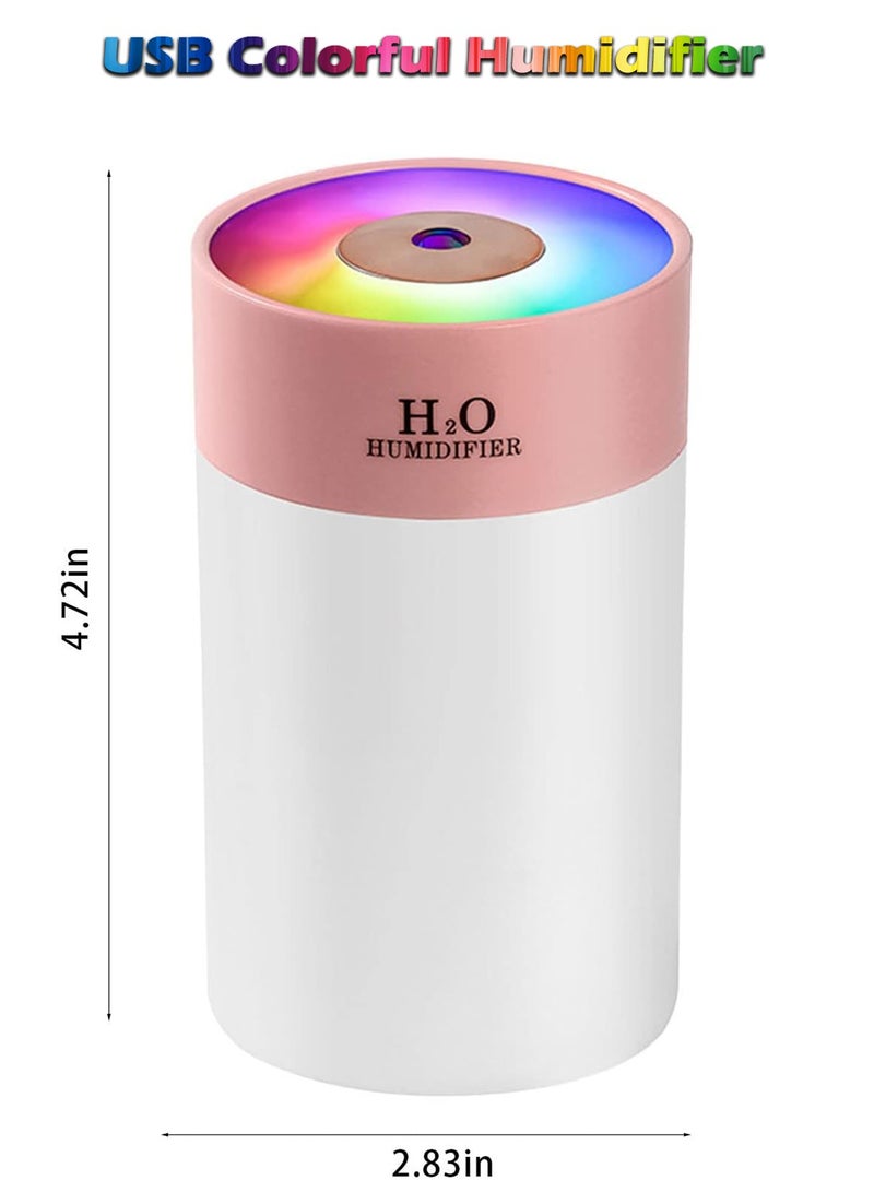 H2O H₂O Humidifiers for Bedroom, Cool Mist Humidifier for bedroom, USB Portable Desk Humidifier with Colorful lights , Quiet Ultrasonic Humidifier for Travel & home & Office & Car... (Color Pink) - Image 2
