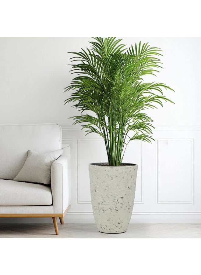Ultym 19.5" H Resin Tall Outdoor Planters, Set of 2 Country White Large Flower Pots with Handmade Birch Bark Texture, Heavy-Duty and Weather-Resistant for Year Round Indoor/Outdoor Space - Image 4