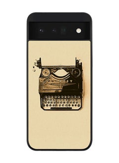 Rugged Black edge case for Google Pixel 6 5G Slim fit Soft Case Flexible Rubber Edges Anti Drop TPU Gel Thin Cover - Typewriter