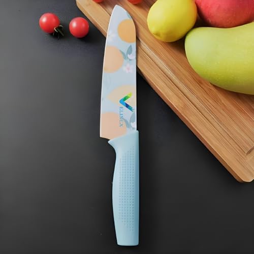VELINEX® Stainless Steel Kitchen Knife with Fruit Printed Coated Blade | Sharp Paring Knife for Vegetables & Fruits | Non-Slip Ergonomic Handle | Durable Cooking Knife (1 Pc) - Image 4