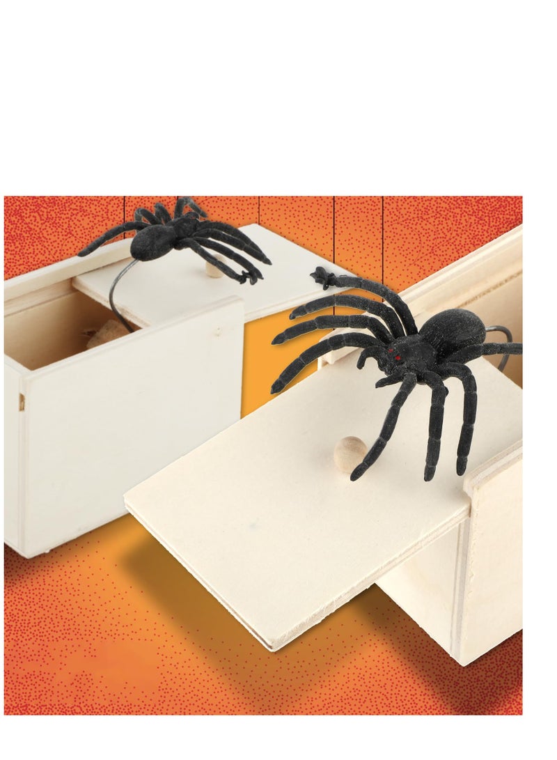 SOLARAE 2 Pcs Original Spider Prank Box, Handcrafted Wooden Spider Money Surprise Box Halloween Pranks Stuff Toys for Adults Kids - Image 3