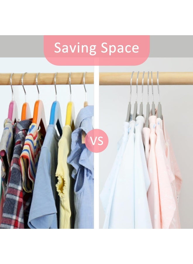 ManGotree 11.8'' Baby Velvet Hangers With Movable Clips, Non-Slip Kids Felt Hangers, Ultra-Thin Space-Saving Children'S Clothes Hangers For Skirts, Pants, Dresses, Shirts, Jackets (28 Pack, Grey) - Image 5