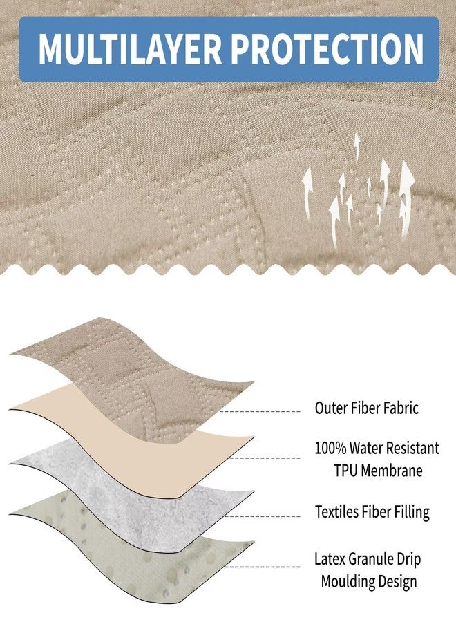 CUCRAF Non Slip Quilted Sofa Cover, Water Resistant Slipcover Furniture Protector for 3 Cushion Sofa Pet Friendly, Washable Couch Cover with Adjustable Elastic Straps (Large, Beige) - Image 4