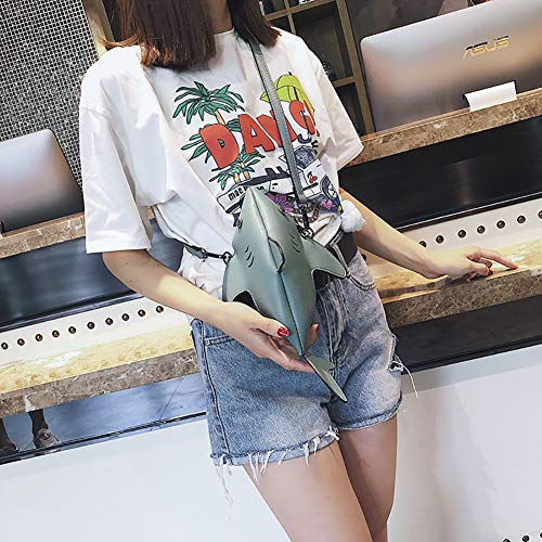 QZUnique Shark Shoulder Bag for Women 3D Animal Novelty Purse Zipper Crossbody Handbag Clutch Messenger Bag for Girl - Image 3
