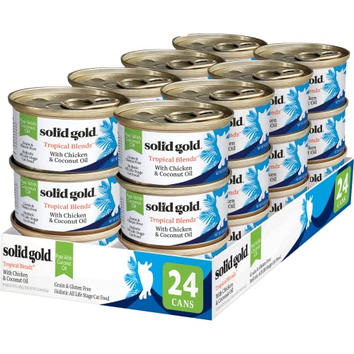 Solid Gold Wet Cat Food Pate in Coconut Oil - Healthy Canned Cat Food Pate w/Real Chicken, Omega Fatty Acids, Vitamins & Minerals - Grain Free & Gluten Free Canned Meals for Cats & Kittens - 24ct/3oz - Image 1