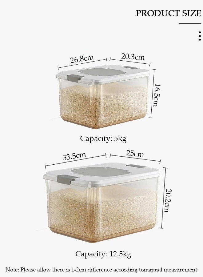 DUNISO حاوية أرز سعة 17.5 كجم، حاوية تخزين حبوب الأرز، حاوية حبوب محكمة الإغلاق مع كوب قياس، حاوية تخزين الأرز للمكسرات، حاويات حبوب الطعام المنزلية لتنظيم المطبخ - Image 2