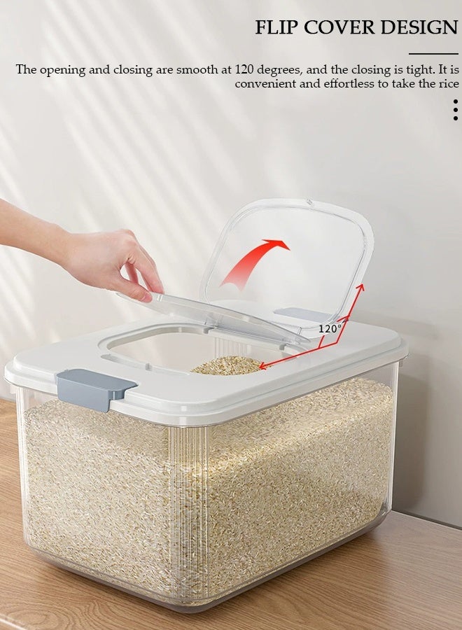 DUNISO حاوية أرز سعة 17.5 كجم، حاوية تخزين حبوب الأرز، حاوية حبوب محكمة الإغلاق مع كوب قياس، حاوية تخزين الأرز للمكسرات، حاويات حبوب الطعام المنزلية لتنظيم المطبخ - Image 4
