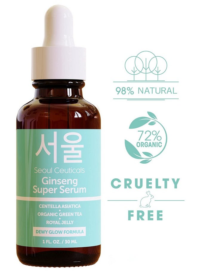 seoulceuticals Korean Skin Care Ginseng Serum - K Beauty Skincare With Green Tea + Centella + Royal Jelly - Cruelty Free & Organic For Dewy Glow 1Oz  - Image 2