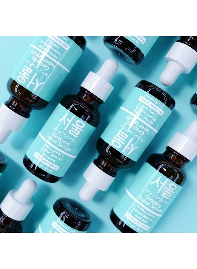 seoulceuticals Korean Skin Care Ginseng Serum - K Beauty Skincare With Green Tea + Centella + Royal Jelly - Cruelty Free & Organic For Dewy Glow 1Oz  - Image 1