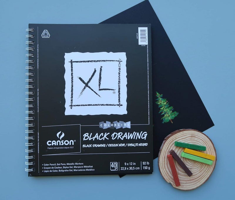 Canson XL Series Drawing Paper Black Wirebound Pad 9x12 inches 40 Sheets 92lb150g  Artist Paper for Adults and Students  Colored Pencil Ink Pastel Marker - Image 3