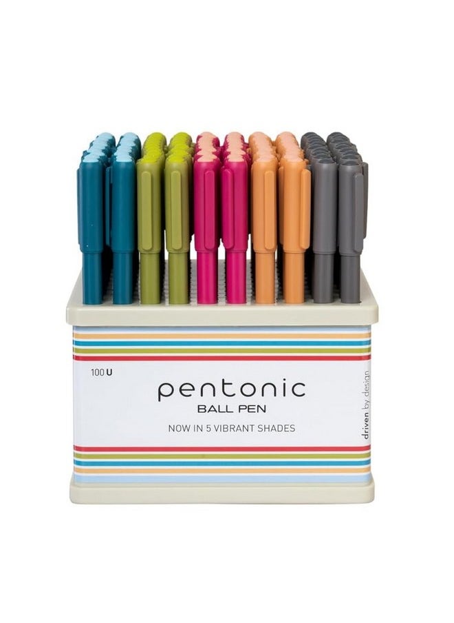 Pentonic - Pentonic 0.7 mm Ball Point Pen Tumbler Pack | Vibrant Multicolor Body | Blue Ink | Set of 100 - Image 1