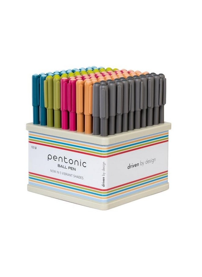 Pentonic - Pentonic 0.7 mm Ball Point Pen Tumbler Pack | Vibrant Multicolor Body | Blue Ink | Set of 100 - Image 1