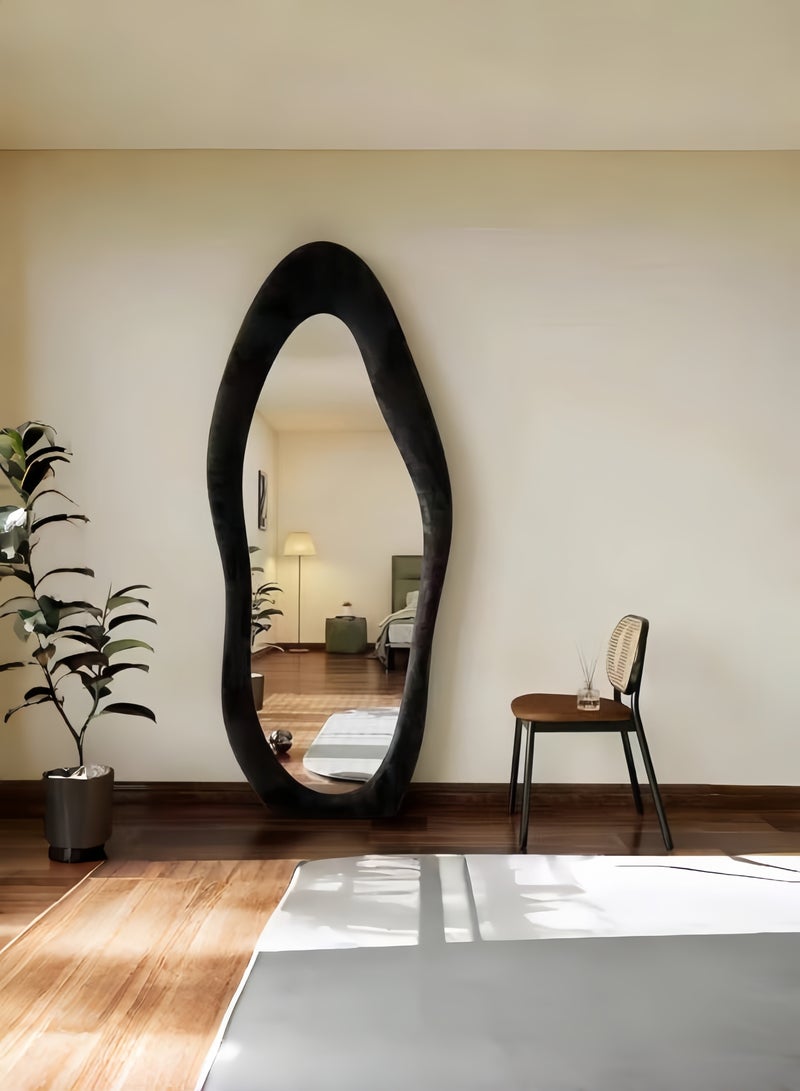 Full Body Mirror, Standing Mirror, Black, Full Body Wall Mirror with Fleece Wrapped to Lean on the Wall for Bedroom, Living Room, Hallway and Wardrobe, 177 x70 cm - Image 3