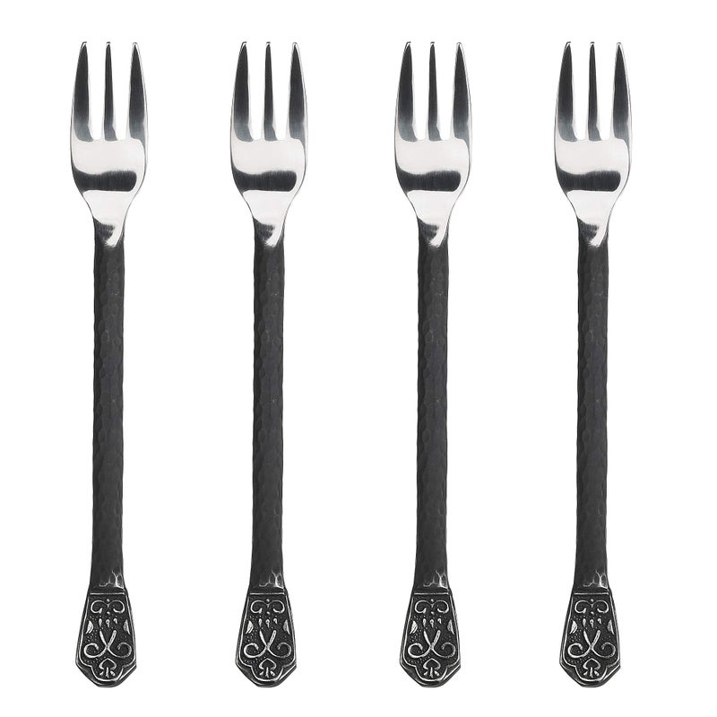 Gourmet Settings 4Piece Cocktail SetAvalon CollectionPolishedMatte Stainless Steel Silverware AppetizerSeafoodFruit Fork575 Inch