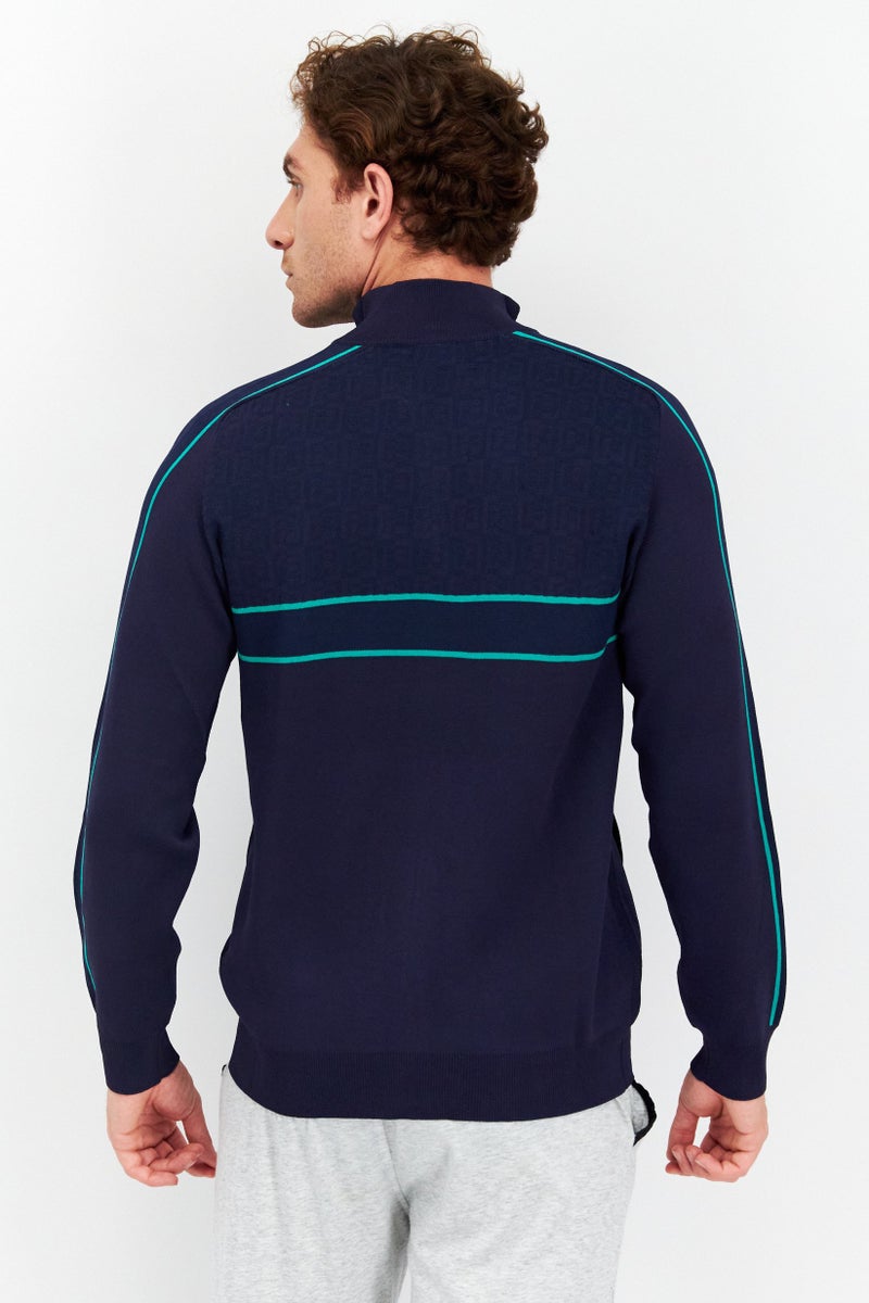 FILA Men Sportswear Fit Long Sleeves Outdoor Sweatshirt, Navy - Image 4