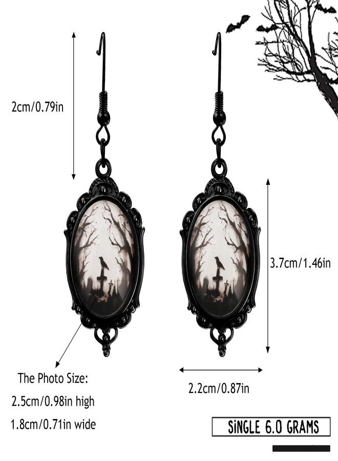 DAYANEY Halloween Goth Raven Earrings for Woman, Gothic Crow Dangle Earring Vampire Earrings Cameo Jewelry as Raven Costume Women, Halloween Jewelry Goth Vampire Accessories as Witch Outfit for Women - Image 4
