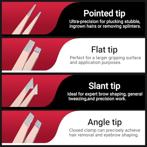 TsMADDTs Tweezers for Women Facial Hair, 8 in 1 Eyebrow Kit with Tweezers, Eyebrow Trimmer Scissors, Razor, Brush with Travel Bag, Hair Plucking Daily Beauty Tools - Image 3