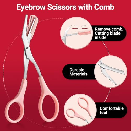 TsMADDTs Tweezers for Women Facial Hair, 8 in 1 Eyebrow Kit with Tweezers, Eyebrow Trimmer Scissors, Razor, Brush with Travel Bag, Hair Plucking Daily Beauty Tools - Image 4