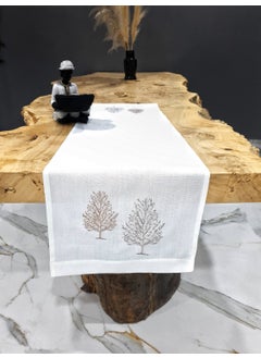 Tanem Home Tree Pattern Cream Color 40 x 140 cm Embroidered Runner 
