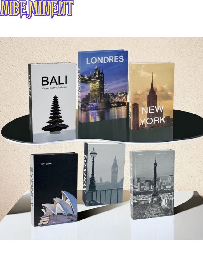 NIBEMINENT 6 Pieces Decorative Books, Faux Books with Hidden Storage, Decorative Books for Bookshelf Coffee Table, Decorative Book Boxes, Hollow Fake Books for Living Room - Image 2