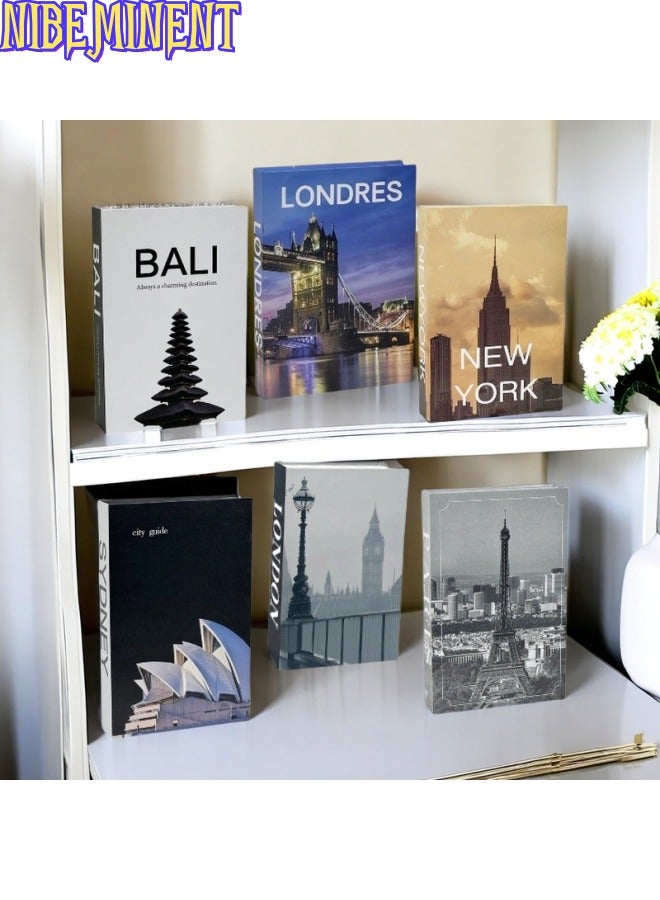 NIBEMINENT 6 Pieces Decorative Books, Faux Books with Hidden Storage, Decorative Books for Bookshelf Coffee Table, Decorative Book Boxes, Hollow Fake Books for Living Room - Image 3