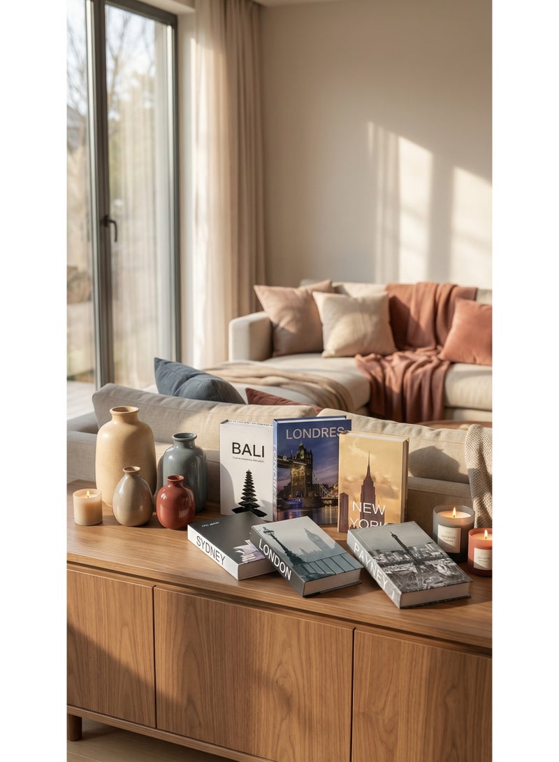 نيبمينينت 9 قطع كتب ديكور، كتب مزيفة مع تخزين مخفي، كتب ديكور لرف الكتب وطاولة القهوة، صناديق كتب ديكورية، كتب مزيفة مجوفة لغرفة المعيشة - Image 4