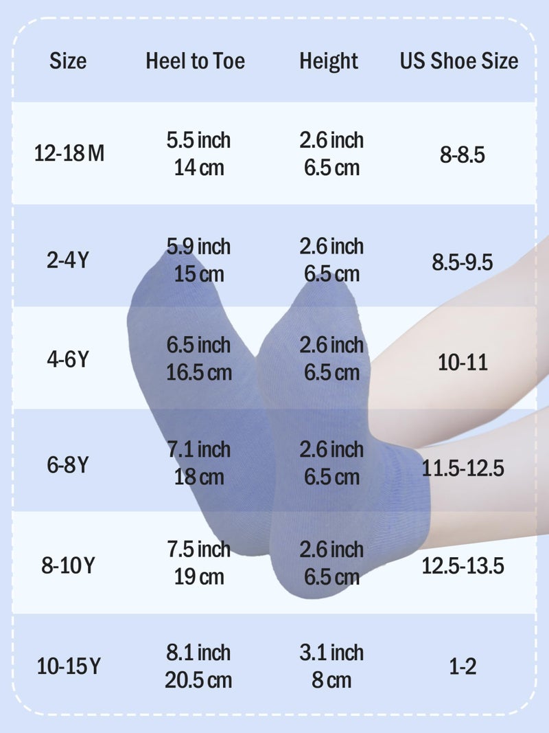Cooraby 15 Pack Kids' Half Cushion Low Cut Athletic Ankle Socks Boys Girls Ankle Socks - Image 2
