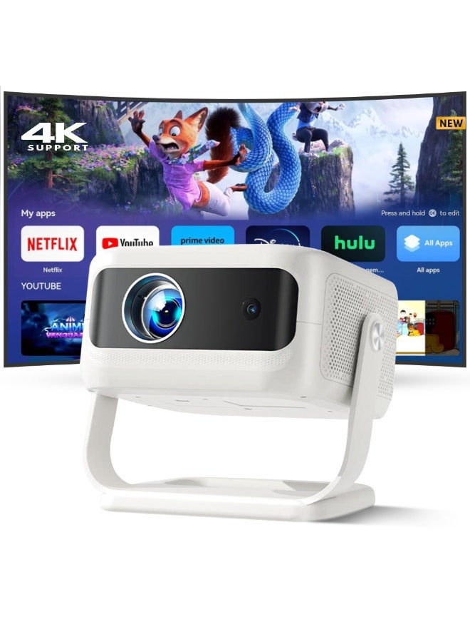 Short Throw HD 4K Support Android 13.0 Projector with Wifi 6 Electronic Focus, Auto Keystone, 2GB+16GB PROJ-WO-121-AN White