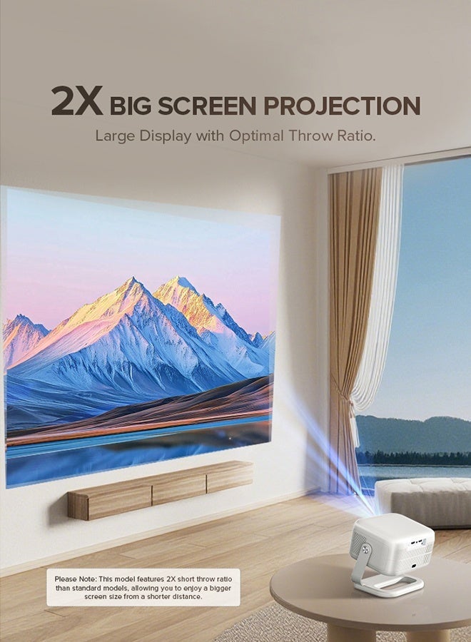 وونكت جهاز عرض قصير المدى بدقة HD مع دعم 4K ونظام أندرويد 13.0 مع واي فاي 6 وتركيز إلكتروني، وتصحيح تلقائي، 2GB+16GB - Image 4