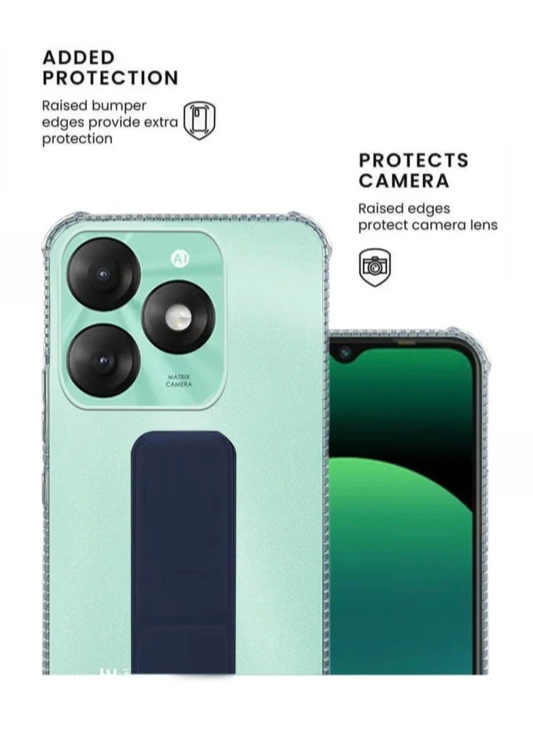 ARMOR - Case Cover For Itel A70 With Magnetic Hand Grip 3 in 1 Clear / Blue - Image 1